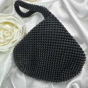 Chic Black Beaded Clutch